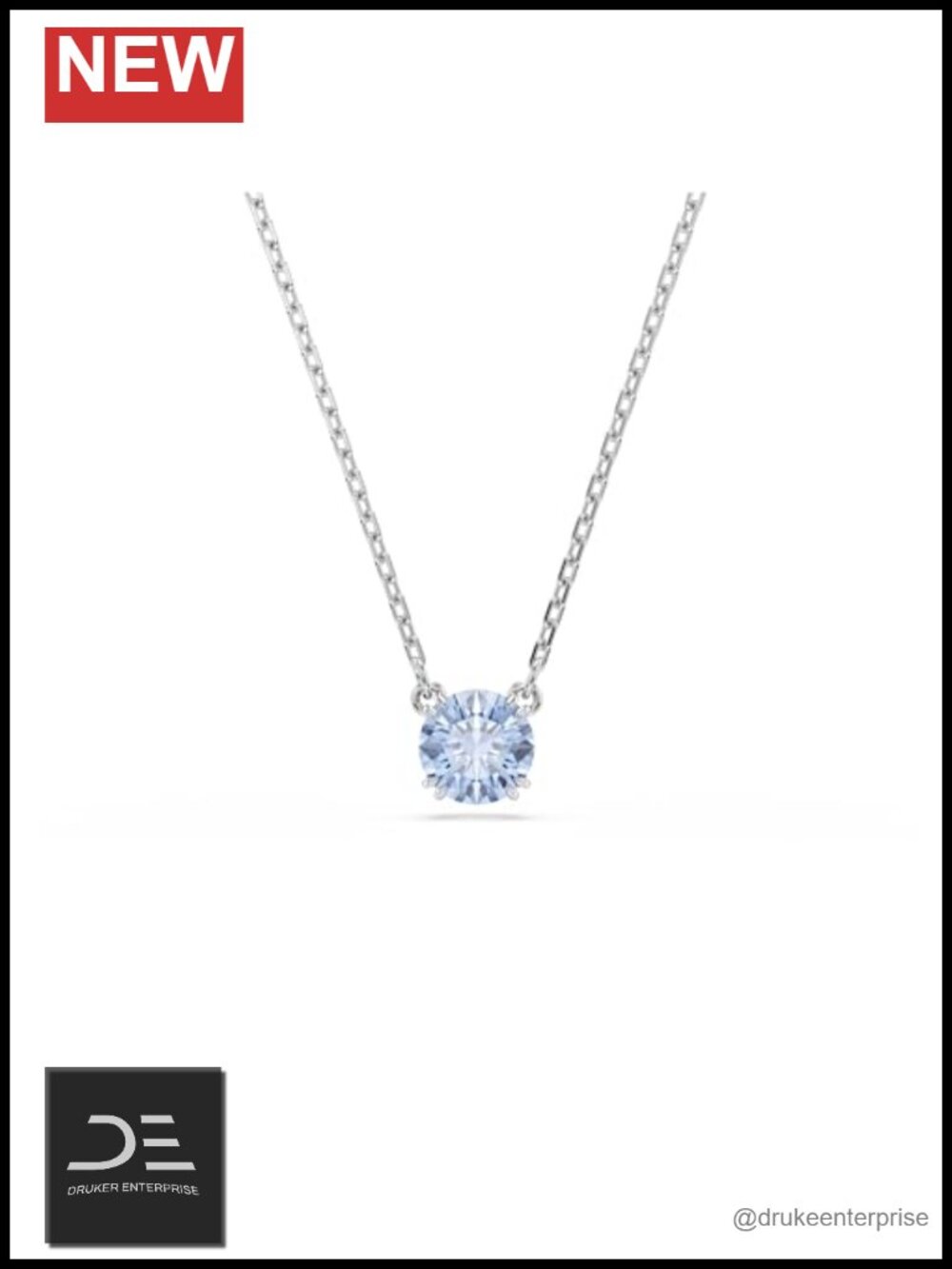 Swarovski Stilla Pendant Necklace Round Cut Blue